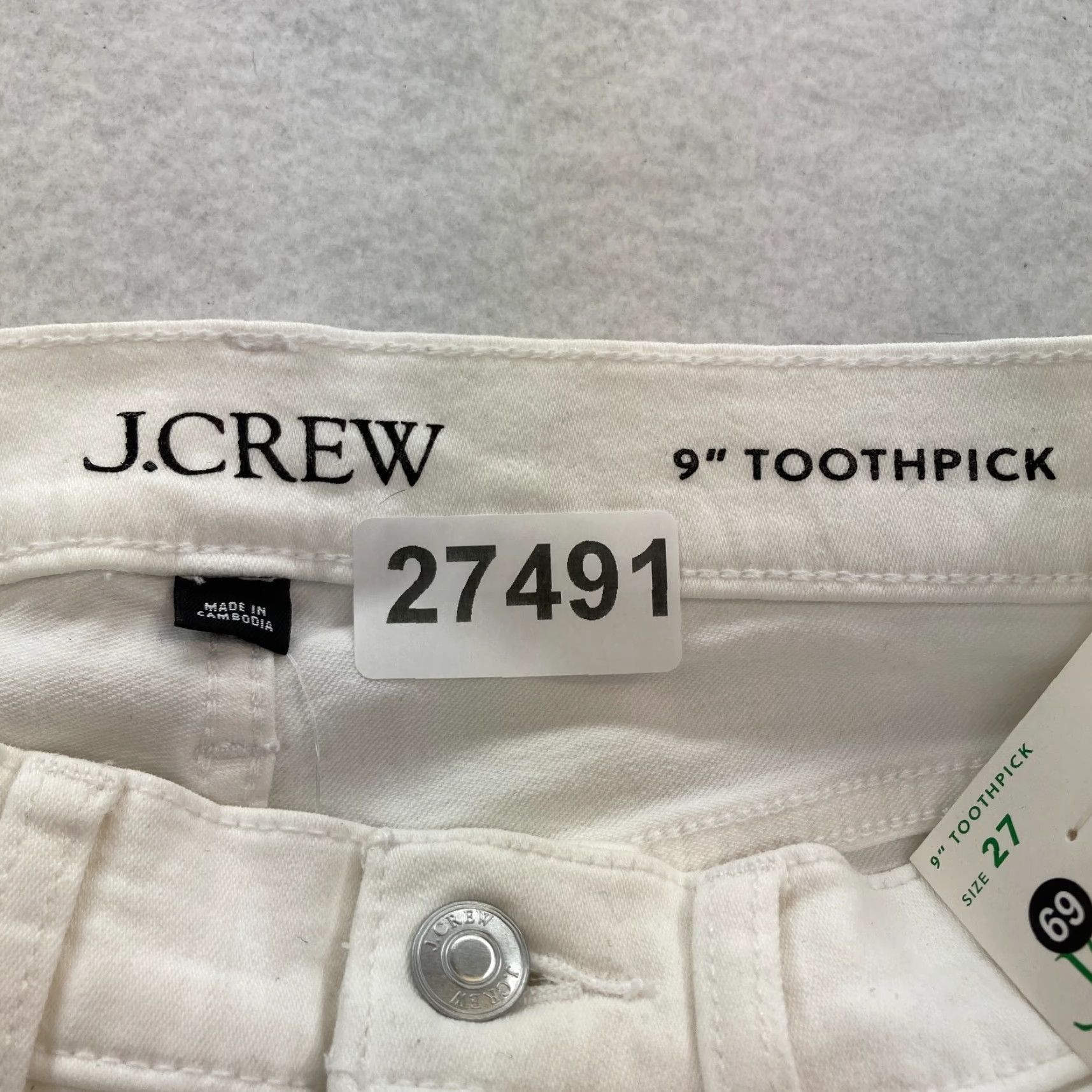 J.Crew J.CREW Jeans 9" Toothpick White Stretch Denim Skinny Ankle Mid Rise Women's 27 Size 27" / US 4 / IT 40 - 6 Thumbnail