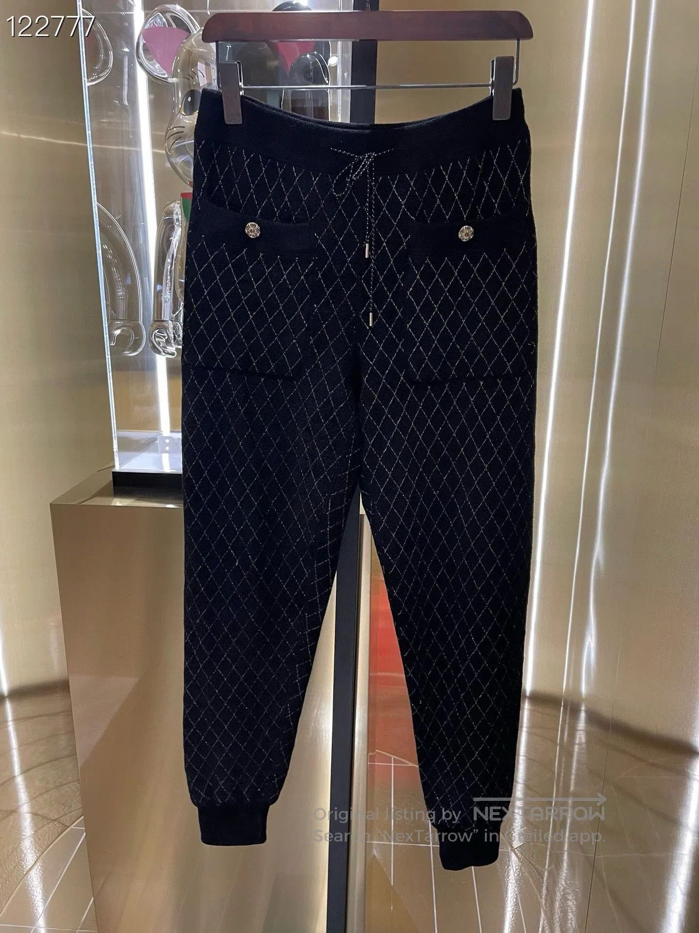 Chanel Chanel Quilted Velvet Black Trousers. Size 37" - 1 Thumbnail