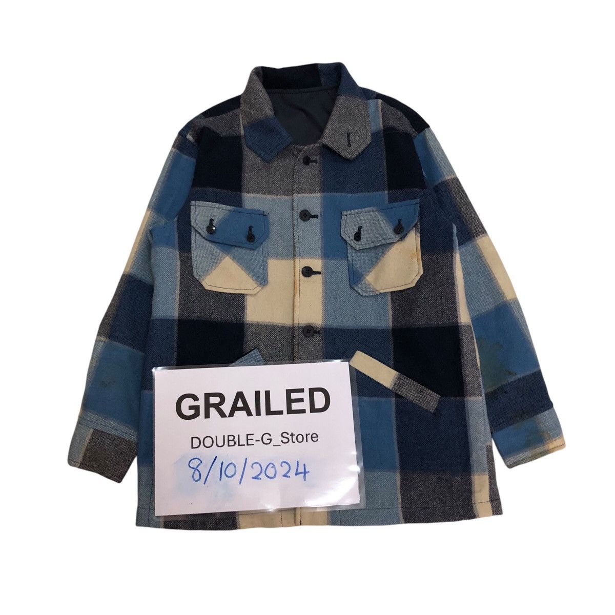 Flannel 📌Vintage Wool Button Jacket R. Brown Tartan Design Check Size US M / EU 48-50 / 2 - 1 Thumbnail