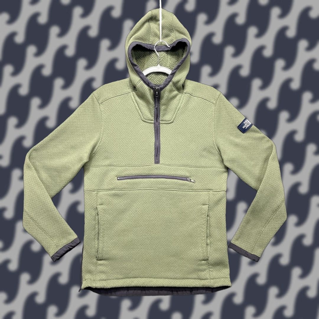 The North Face Hoodie Mens Small Fleece Green 1/2 Zip Pullover Jacket Outdoor