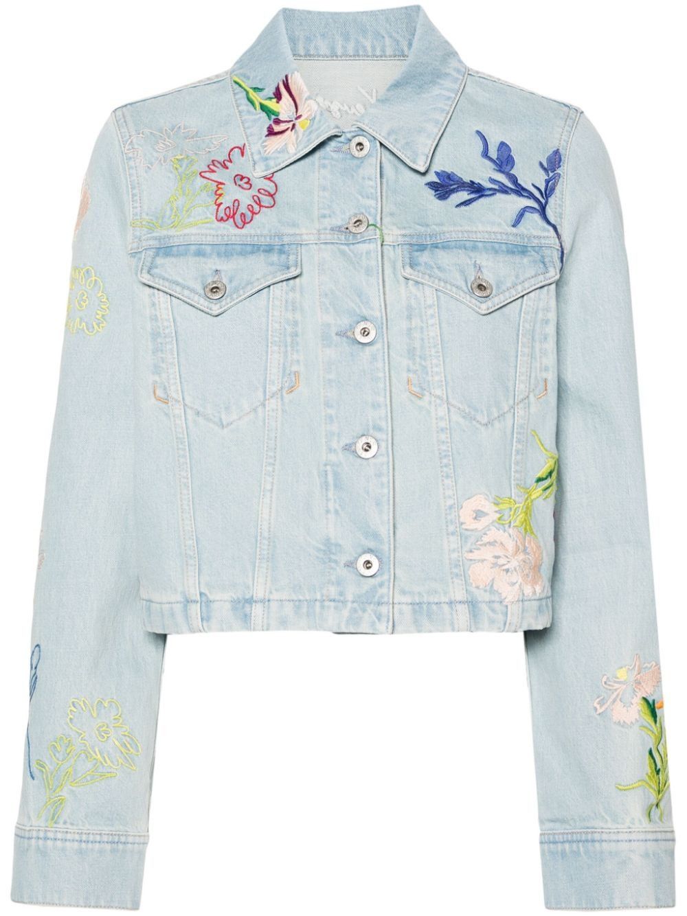 Kenzo o1y1025 Floral-Print Denim Jacket in Blue Size XS / US 0-2 / IT 36-38 - 1 Thumbnail