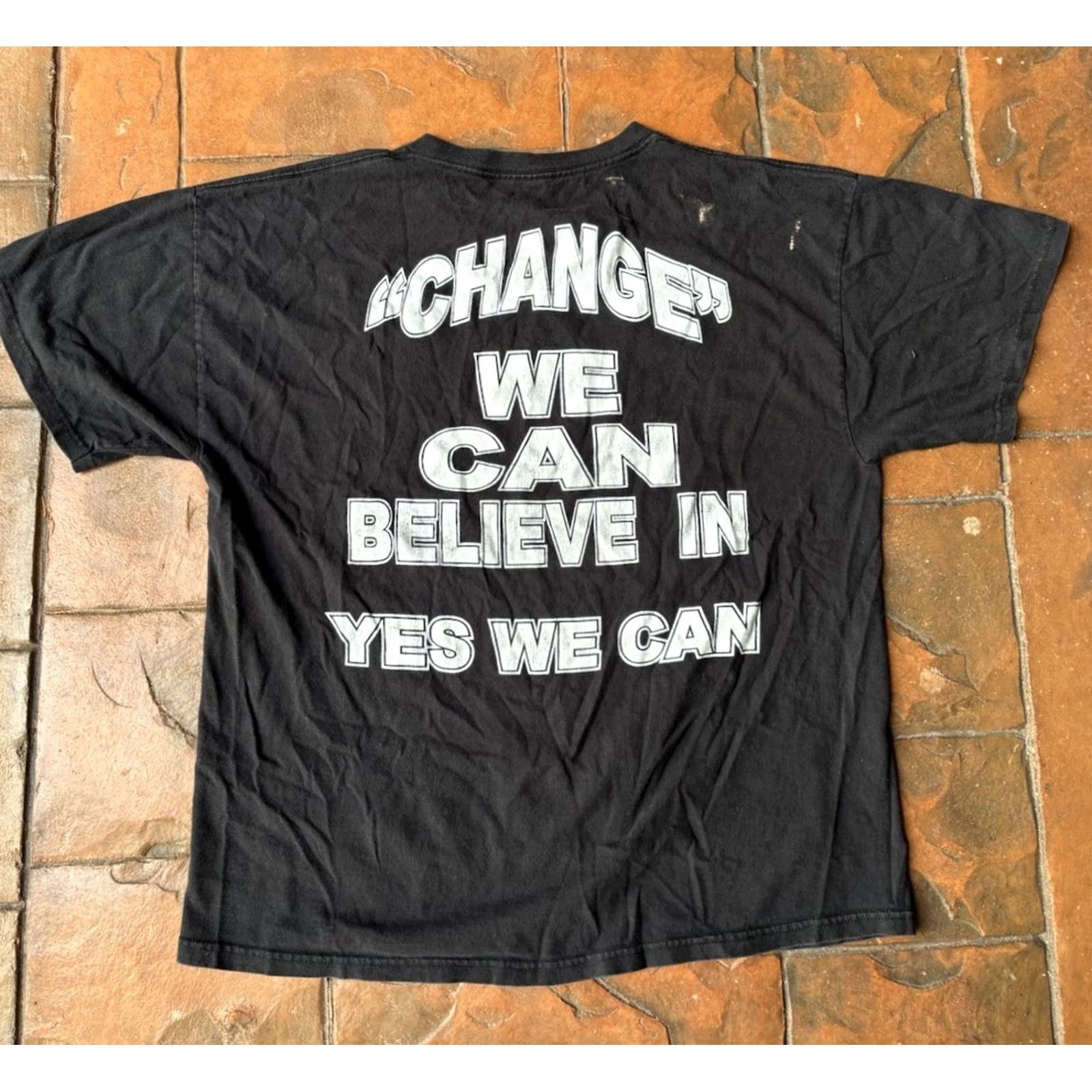 Fruit Of The Loom VINTAGE Obama Yes We Can Change T-Shirt XL Shirt Men Black Cotton Knit Graphic Print USA Theme 2000s Size US XL / EU 56 / 4 - 3 Thumbnail
