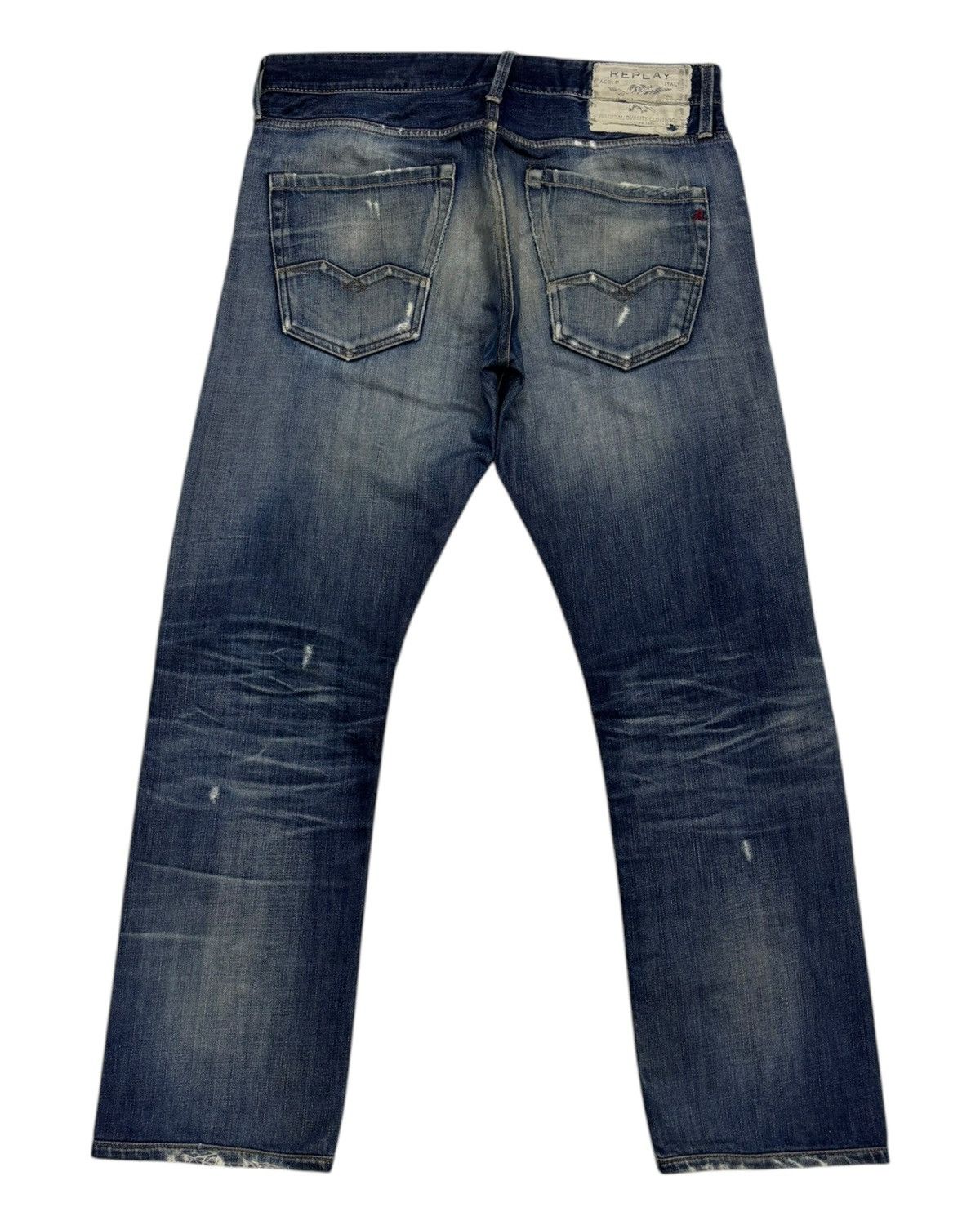 If Six Was Nine Vintage Distressed Denim Replay Selvedge Ripped Jeans Size US 35 - 2 Thumbnail