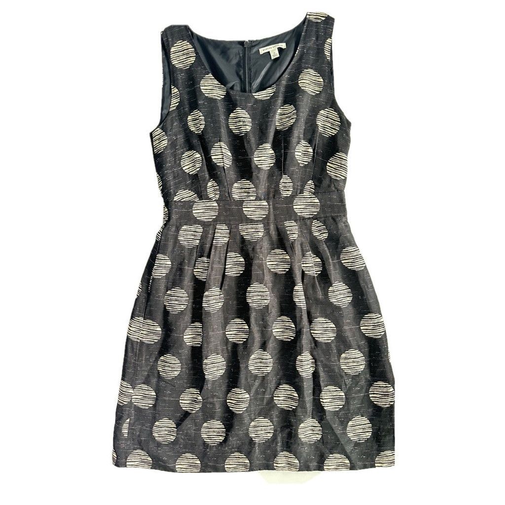Banana Republic Banana Republic Tan Polka Dot Black Linen Fit Flare Dress 10 Size L / US 10 / IT 46 - 1 Thumbnail