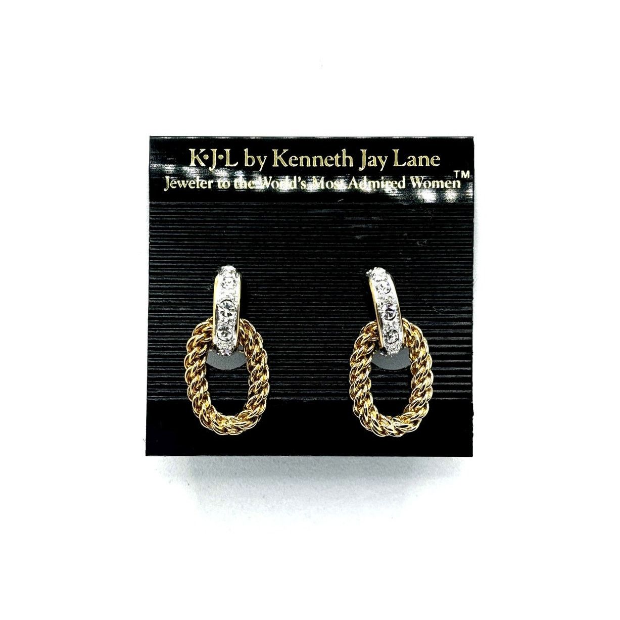 Kenneth Jay Lane KJL BY Kenneth Jay Lane Gold Lux Woven Crystal Rope Earrings Size ONE SIZE - 5 Thumbnail