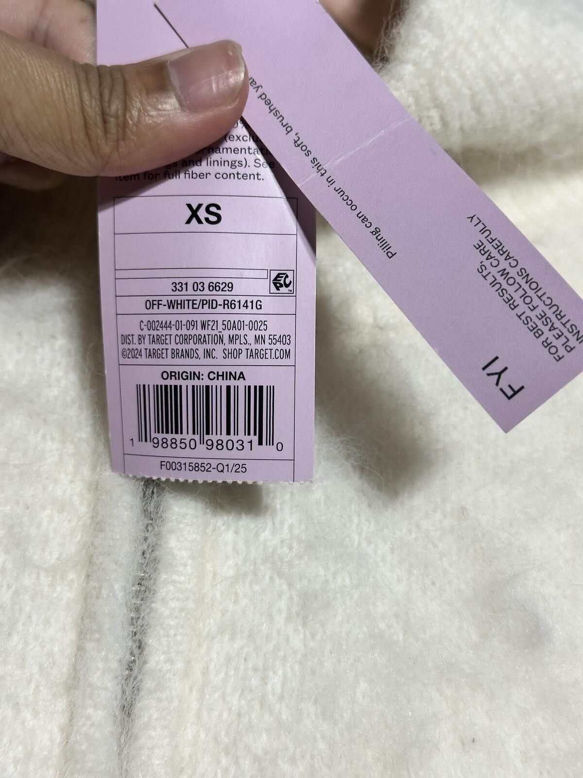 Other White Fuzzy Zip-Up Cropped Jacket Size XS / US 0-2 / IT 36-38 - 5 Thumbnail