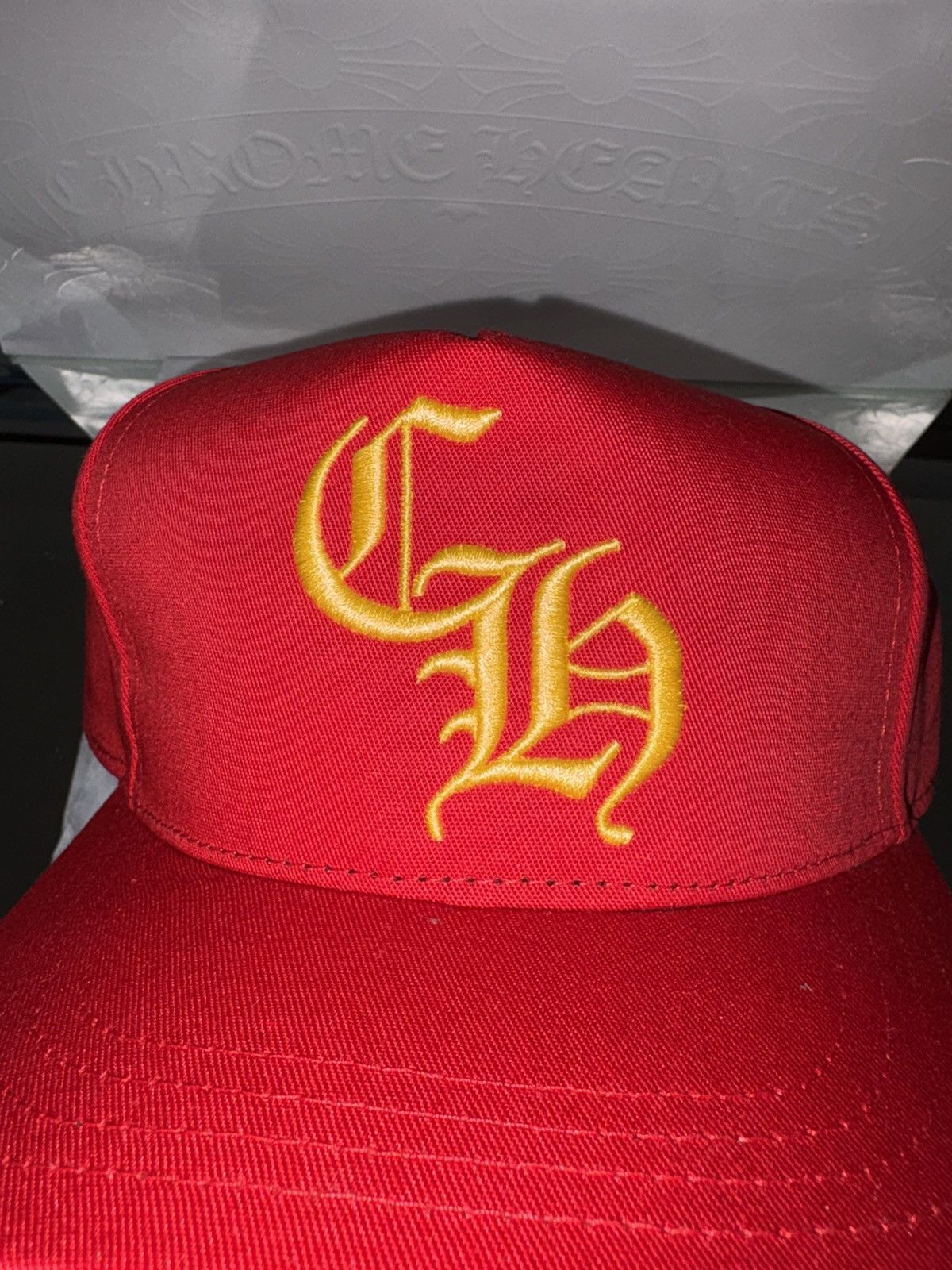 Chrome Hearts Chrome Hearts Red Snapback with Yellow Patched Size ONE SIZE - 2 Thumbnail