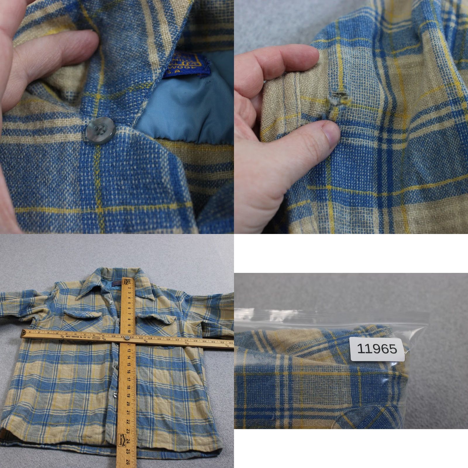 Pendleton VINTAGE Pendleton Wool Loop Collar Shirt Men Medium Blue Plaid Heritage READ Size US M / EU 48-50 / 2 - 8 Thumbnail