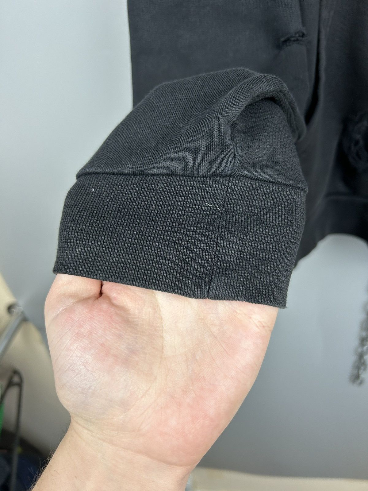Designer × Sandro Modern Sandro Black Blank Thrashed Hoodie Size US M / EU 48-50 / 2 - 11 Thumbnail