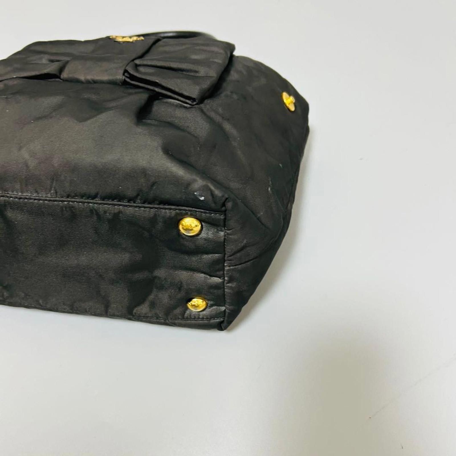 Prada Prada - Black Nylon and Leather Bow Detail Size ONE SIZE - 5 Thumbnail