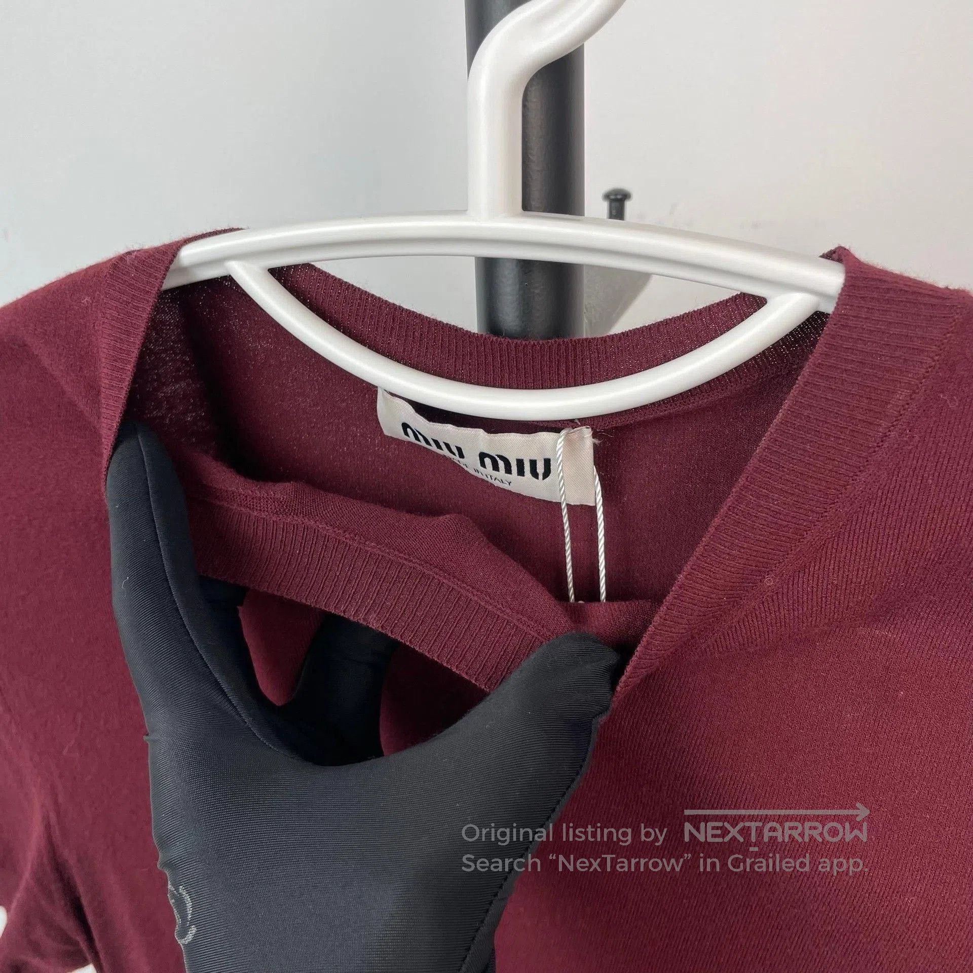 Miu Miu Miumiu Red Round-Neck Short-Sleeve Knit Top. Size S / US 4 / IT 40 - 4 Thumbnail
