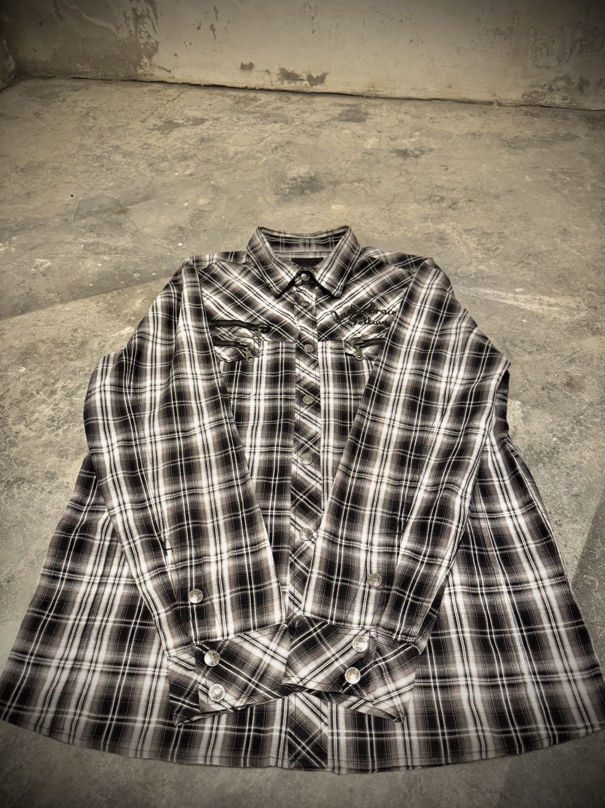 Japanese Brand Rare Roushatte Punk Plaid Flannel Size US L / EU 52-54 / 3 - 3 Thumbnail