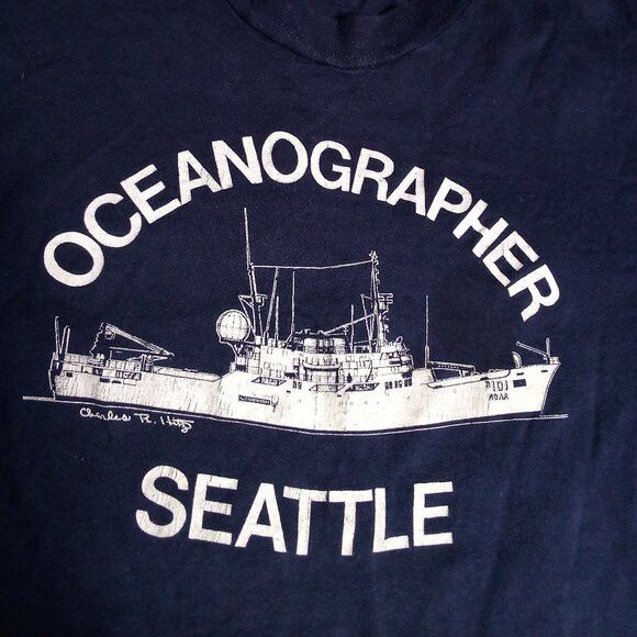 Hanes Vintage Oceanographer Seattle Boat Ship T-Shirt Size US M / EU 48-50 / 2 - 1 Thumbnail