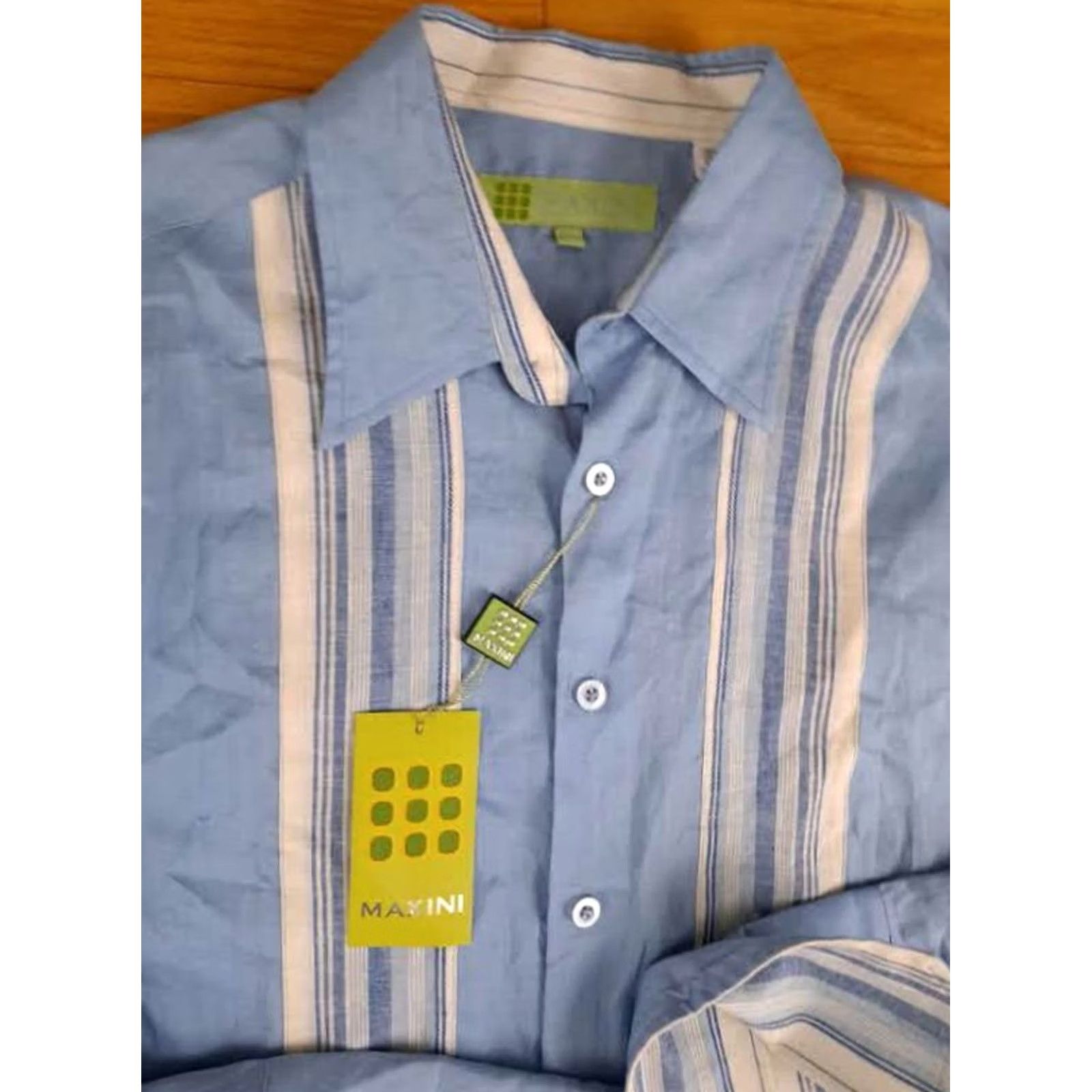 X-LARGE NWT Vintage Linen Shirt - Long Sleeve, XL, Blue, Button-Up, Maxini, Collar, 100% 31in, 26in Size US XL / EU 56 / 4 - 5 Thumbnail