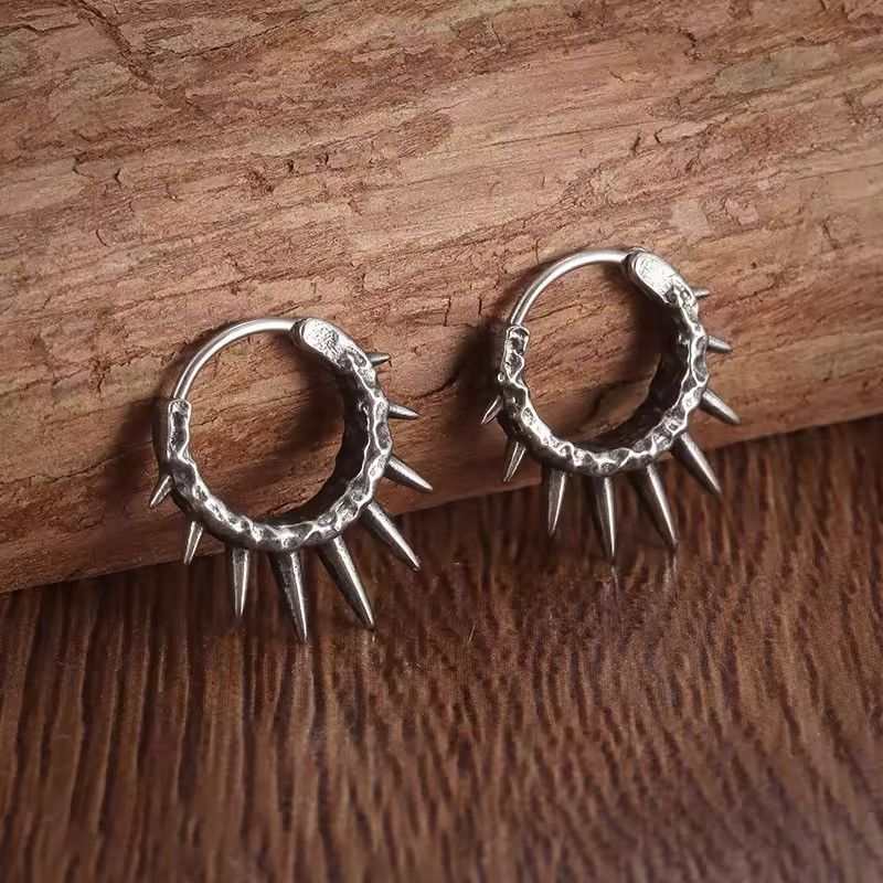 Jewelry Punk Spike Hoop Earrings Size ONE SIZE - 4 Thumbnail