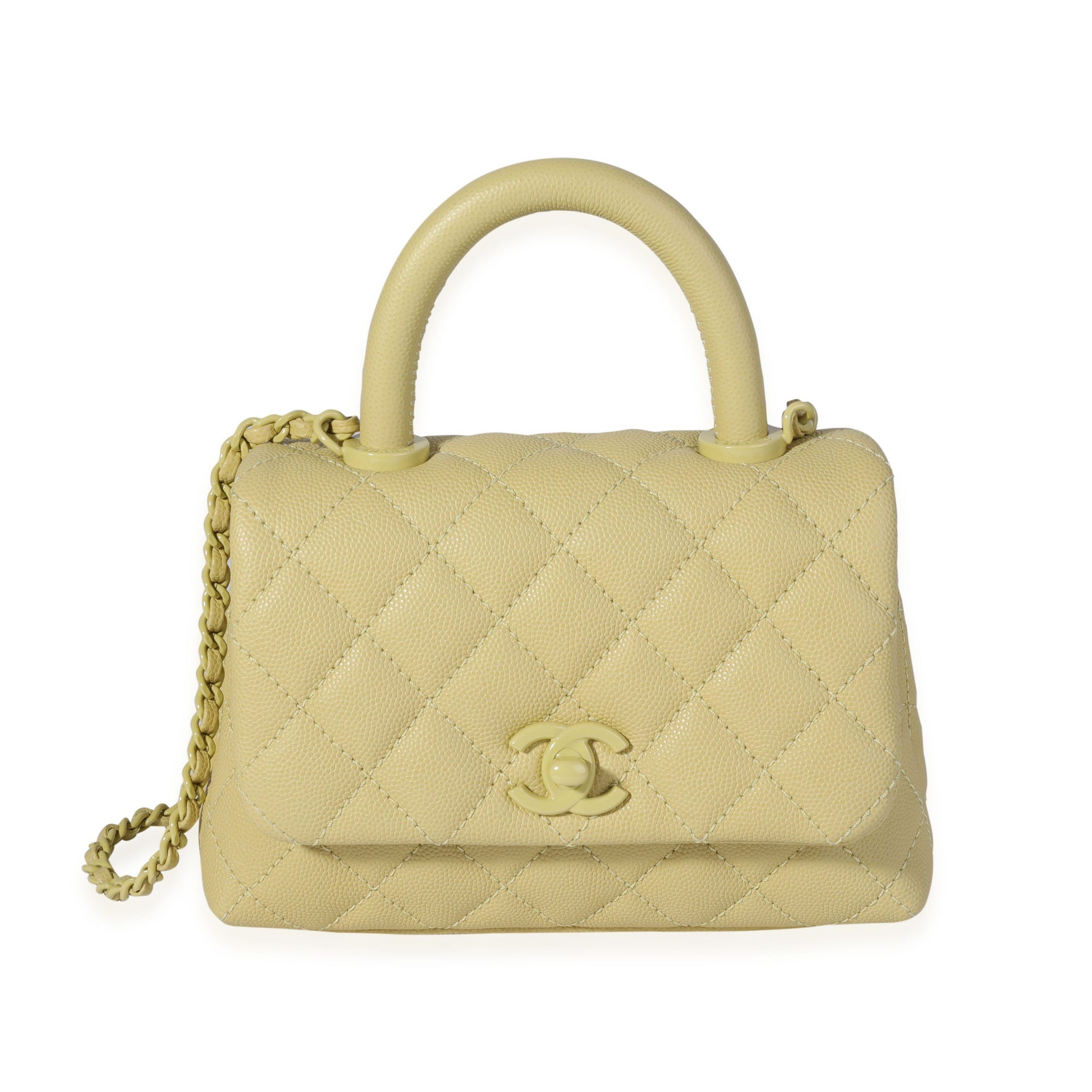 Chanel Yellow Caviar Extra Mini Coco Top Handle Bag