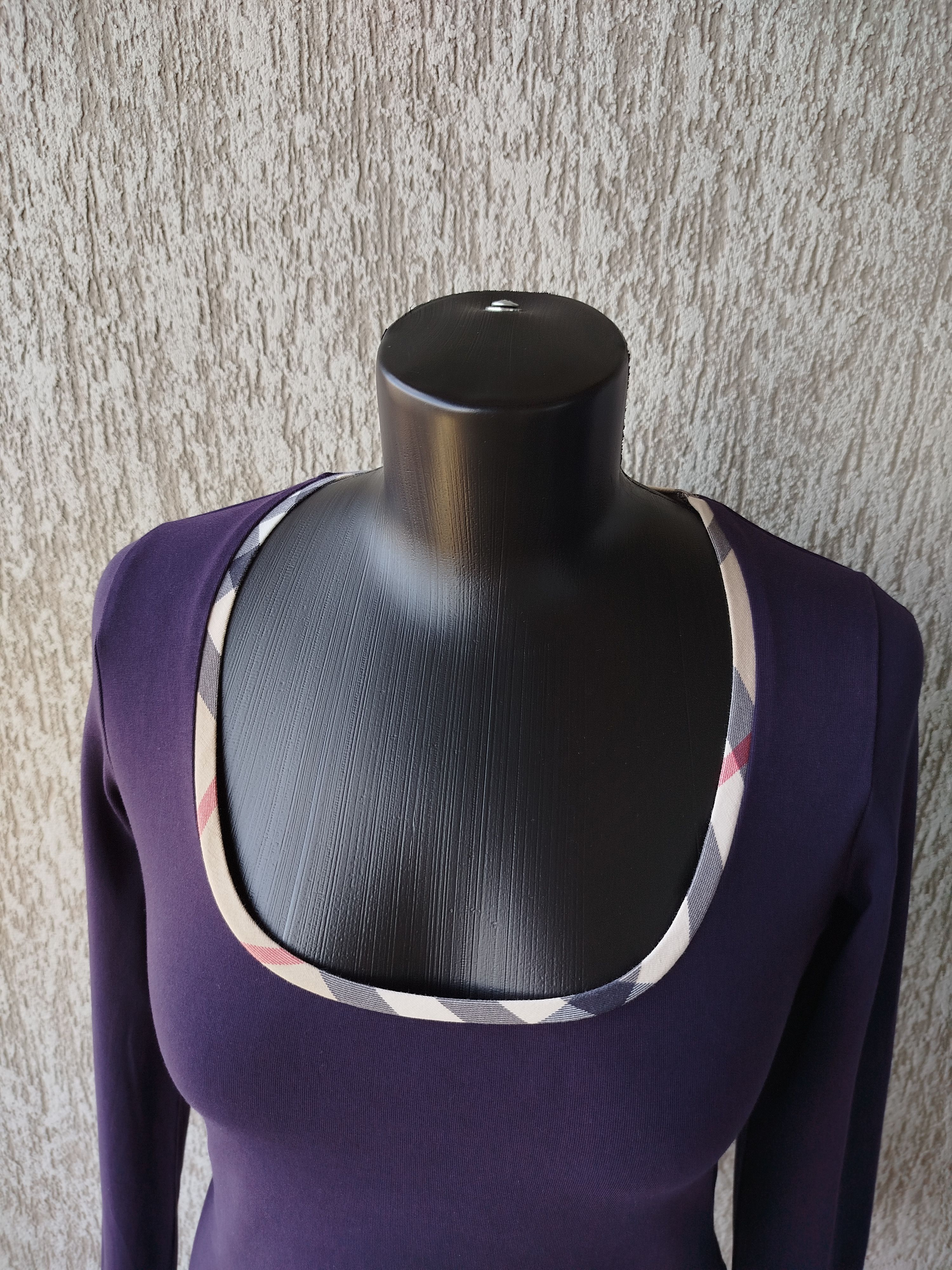 Burberry Top Long Sleeve Nova Check Trim Cotton Blend 2000s Size S Size M / US 6-8 / IT 42-44 - 3 Thumbnail