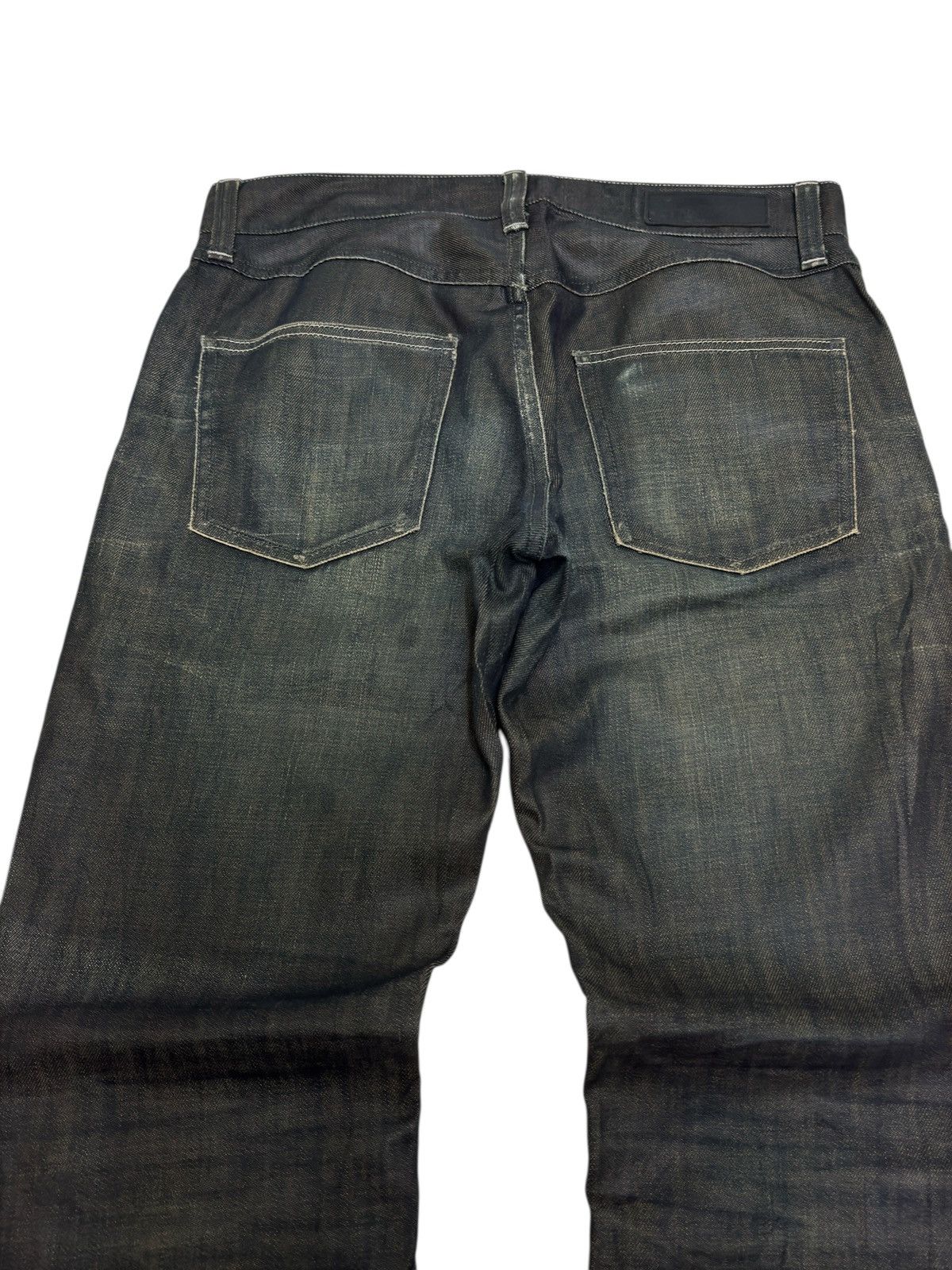 If Six Was Nine Back Number Waxed Black Jeans Coated Denim Straight Fit Size US 32 / EU 48 - 10 Thumbnail