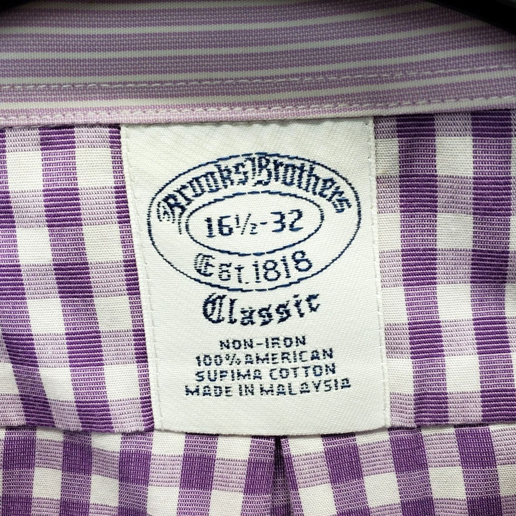 Brooks Brothers Brooks Brothers Dress Shirt Mens 16.5 Multicolor Gingham Check Non-Iron EUC Size 46R - 5 Thumbnail