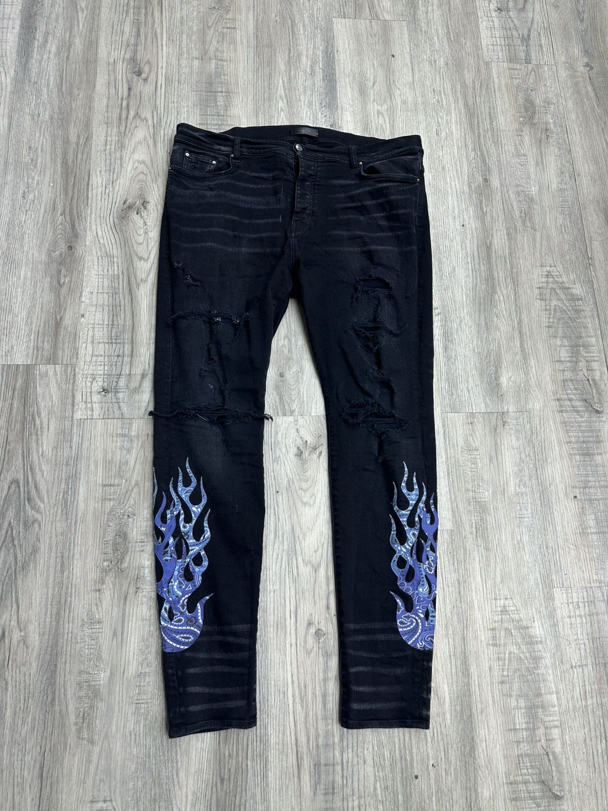 Amiri Amiri Bandana Flame Jeans - Aged Black/Blue Size US 40 / EU 56 - 1 Thumbnail