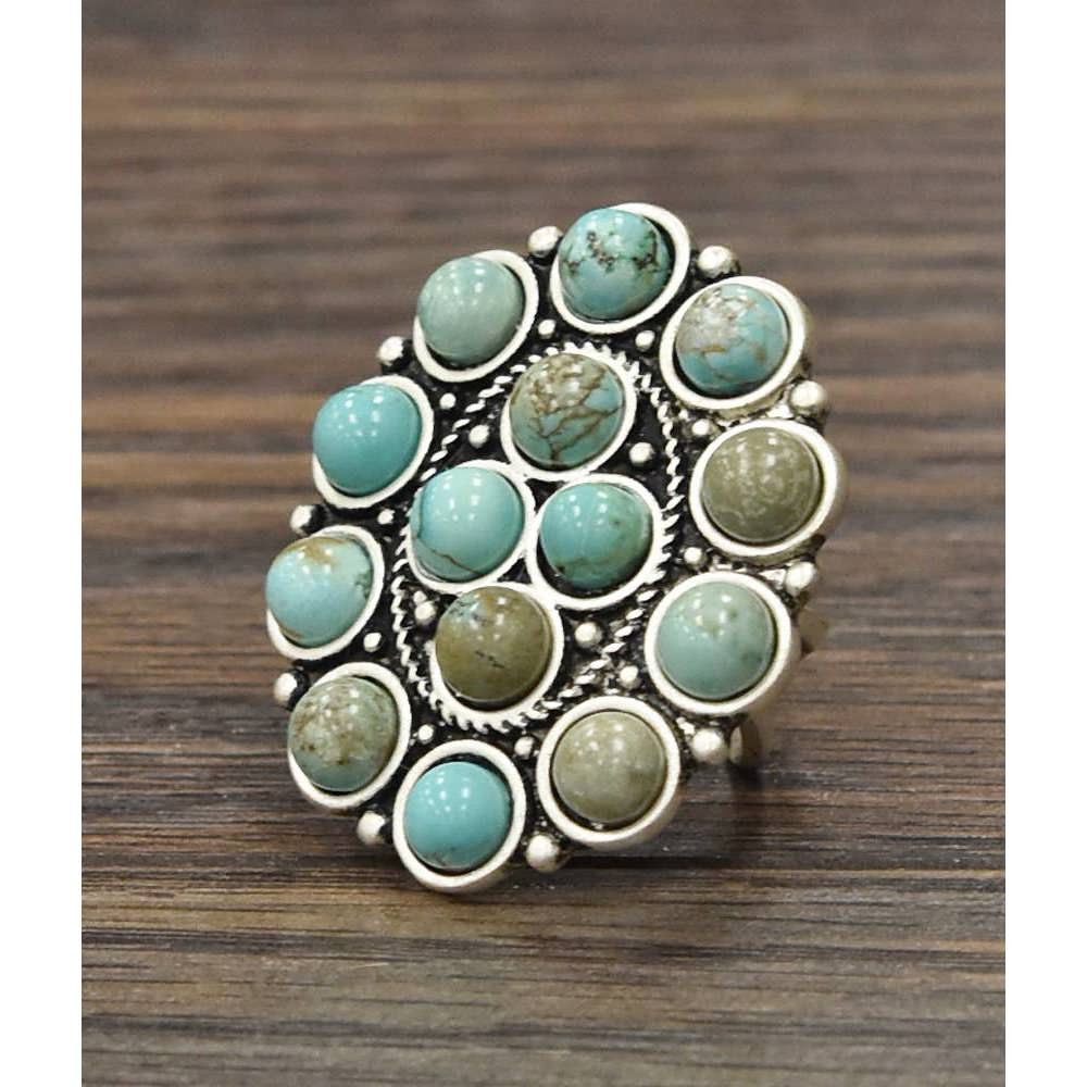 Other Bohemian Hippie Turquoise Adjustable Statement Cuff Ring for Size ONE SIZE - 1 Thumbnail