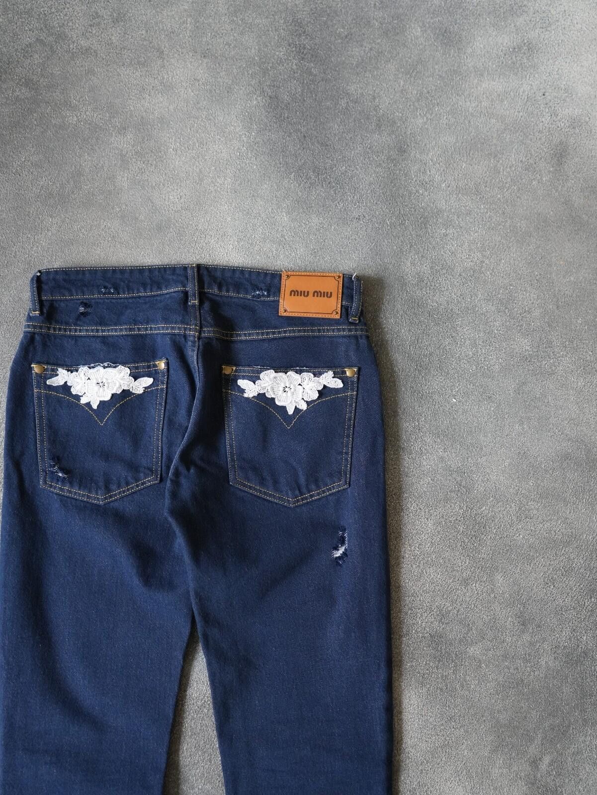 Miu Miu Miu Miu Distressed W/ Lace Part Skinny Jeans Pants Size 26" / US 2 / IT 38 - 10 Thumbnail