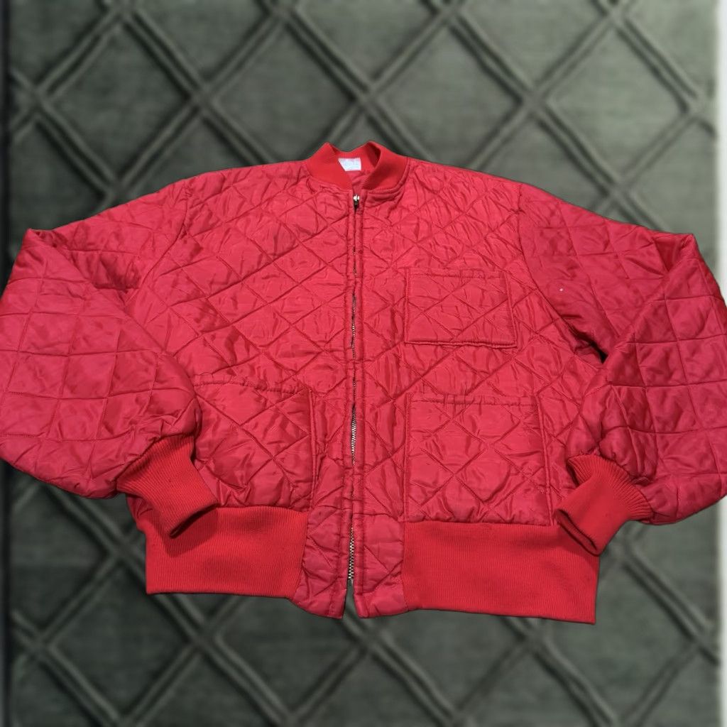 Vintage Vtg 1950’s Quilted Jacket Red Size Large Dupont Dacron Bomber 60s Man Jacket Quilted Red L Dupont Dacron Bomber 1950s Size US L / EU 52-54 / 3 - 1 Thumbnail