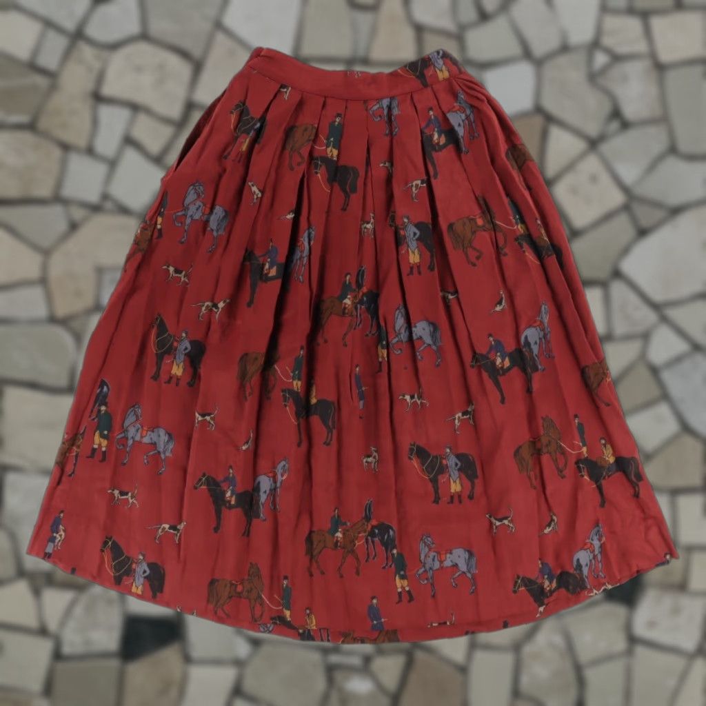 Vintage VTG JG Hook Fox Hunt Twill Skirt Red Women's 2P Shirt Size 26" / US 2 / IT 38 - 1 Thumbnail