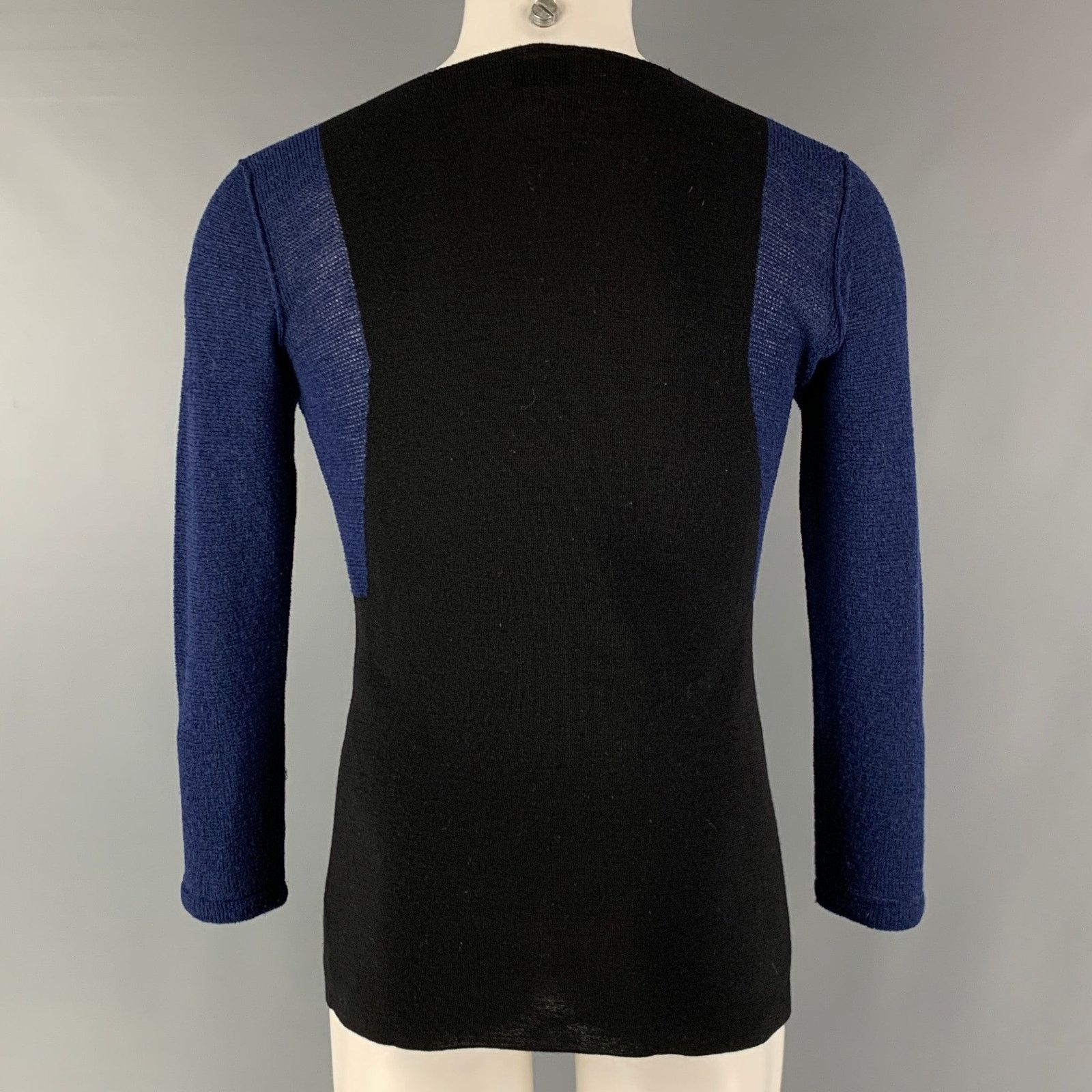Lanvin Size M Navy Black Color Block Knitted Square Collar Pullover Size US M / EU 48-50 / 2 - 3 Thumbnail