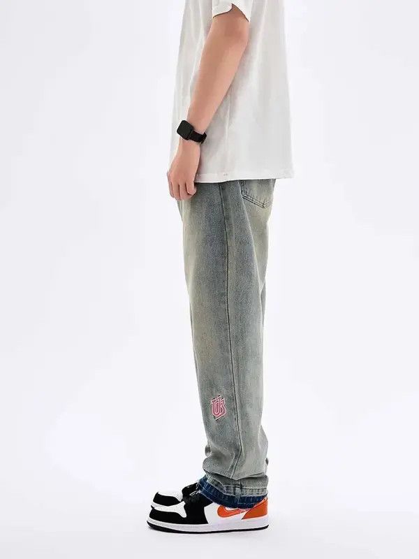 VIBE Washed distressed embroidered lettering jeans Size US 34 / EU 50 - 5 Thumbnail
