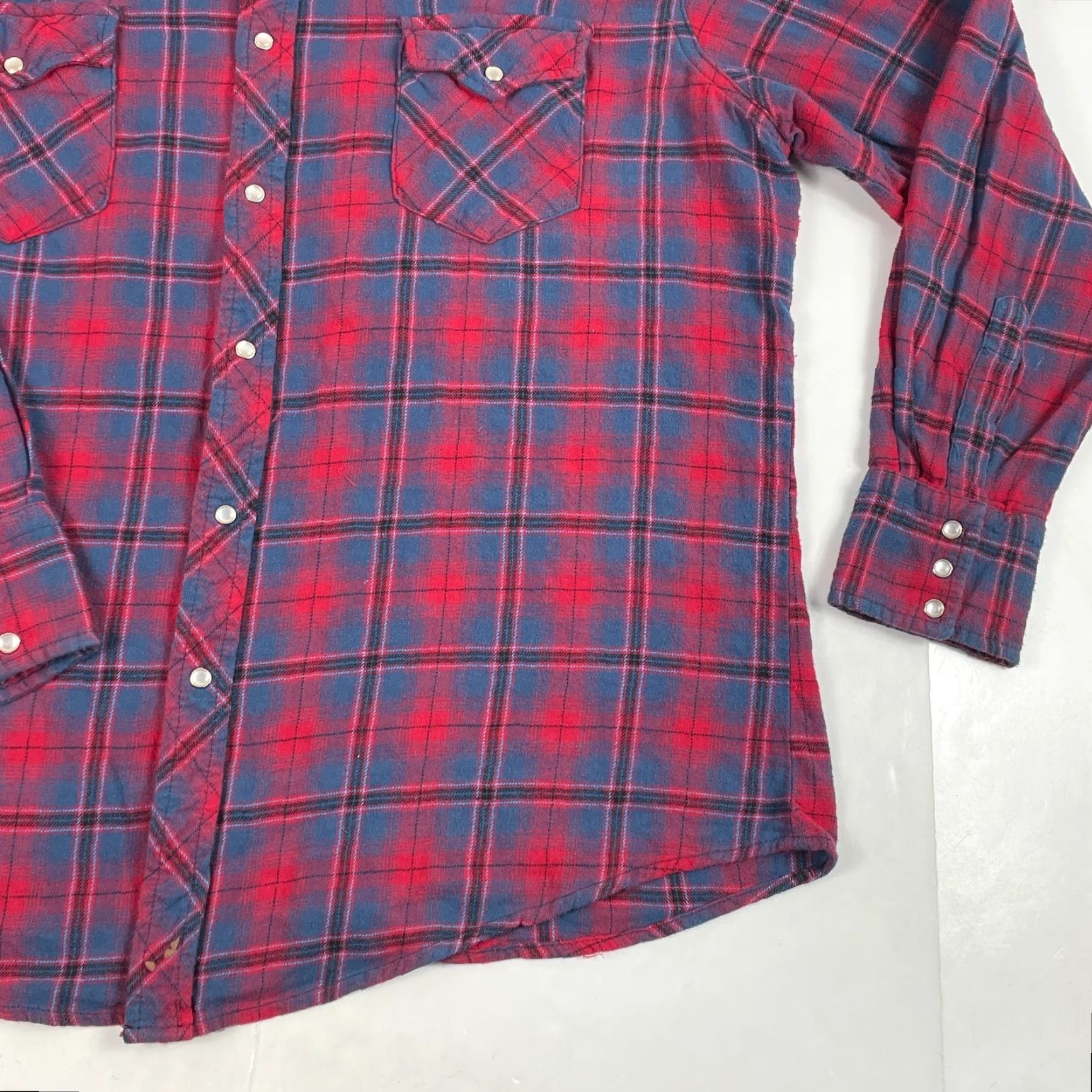 Wrangler Wrangler Shirt Mens XL Red Wrancher Pearl Snap Flannel Western Cowboy Shirt Size US XL / EU 56 / 4 - 4 Thumbnail