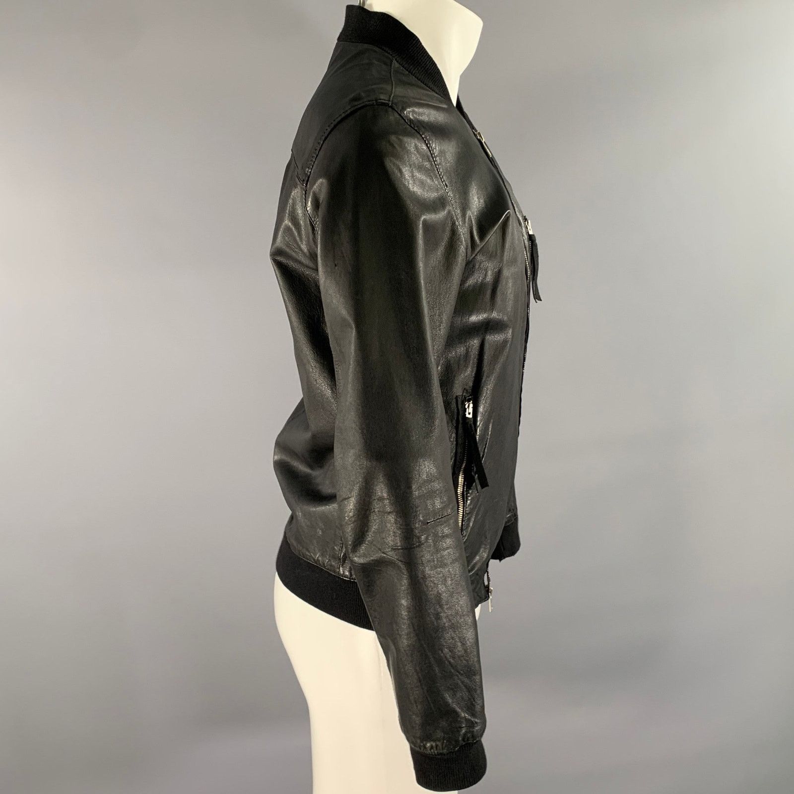 Allsaints ALLSAINTS Size S Black Leather Bomber Jacket Size US S / EU 44-46 / 1 - 3 Thumbnail
