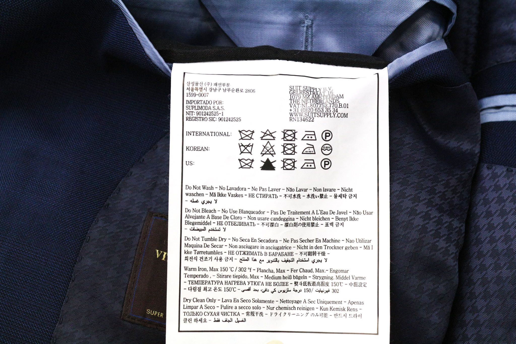 Suitsupply LA SPALLA UK44R Blue Wool Lined Suit 75153 Size 44R - 10 Thumbnail