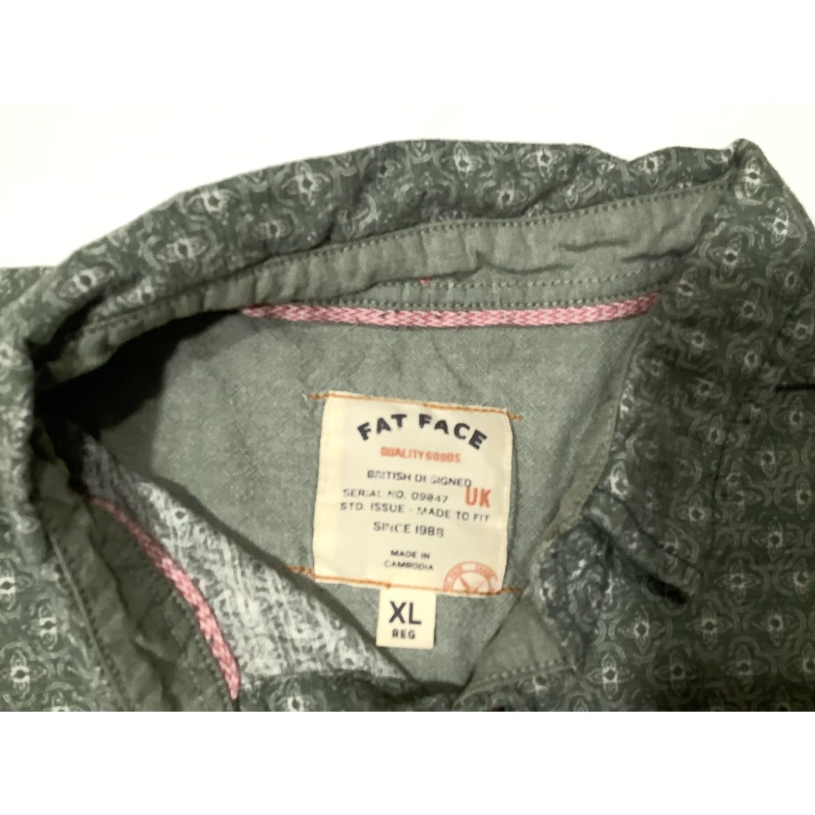FatFace Fat Face Shirt Mens XL Green Geometric Short Sleeve Button Front Cotton Casual Size US XL / EU 56 / 4 - 4 Thumbnail