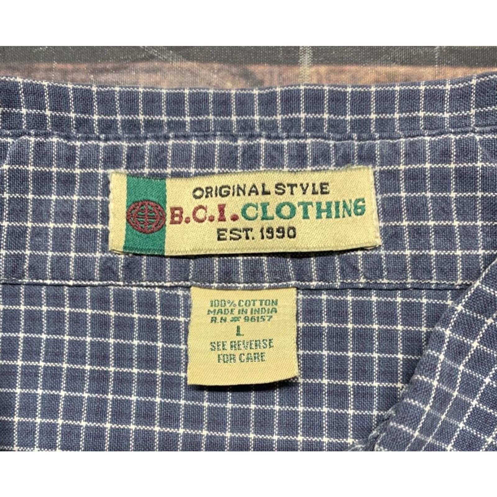Vintage B.C.I. Clothing Shirt Mens Blue White Plaid Size Large Button Up Long Sleeve Size US L / EU 52-54 / 3 - 3 Thumbnail