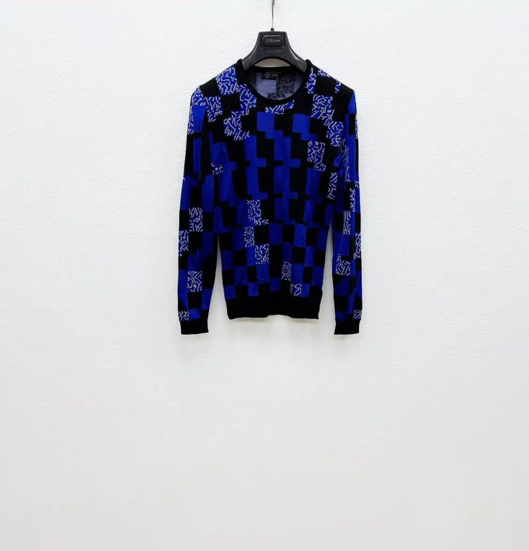 Versace Versace L Size Navy Wool Men's Sweater 0089 Size US L / EU 52-54 / 3 - 1 Thumbnail