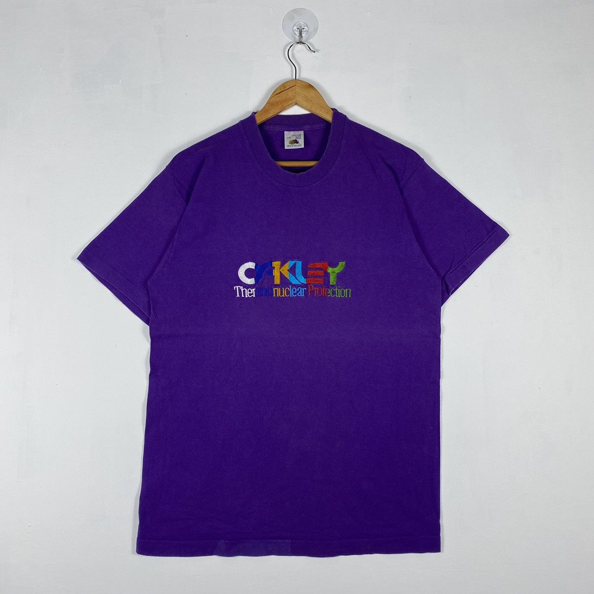 Oakley × Vintage VINTAGE 90's OAKLEY THERMONUCLEAR PROTECTION EMBROIDERY TEE Size US L / EU 52-54 / 3 - 2 Thumbnail