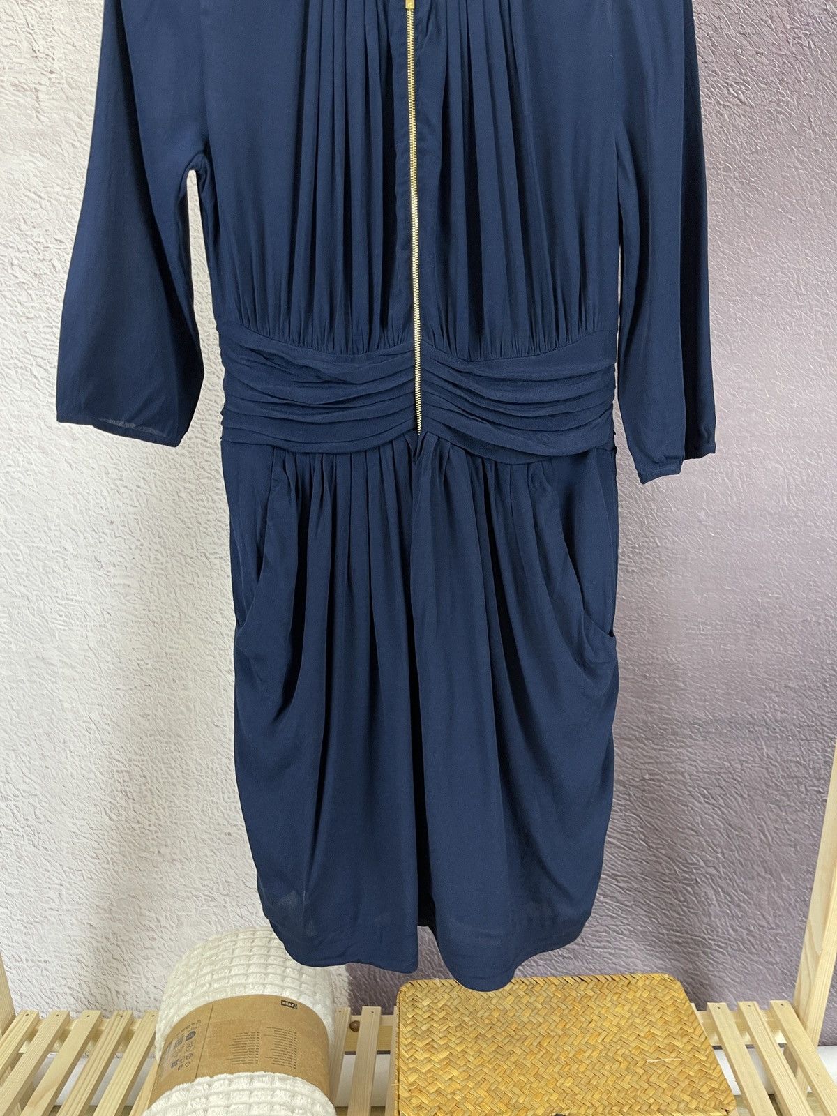 Sandro Sandro Paris blue zip midi dress viscose Size L / US 10 / IT 46 - 8 Thumbnail