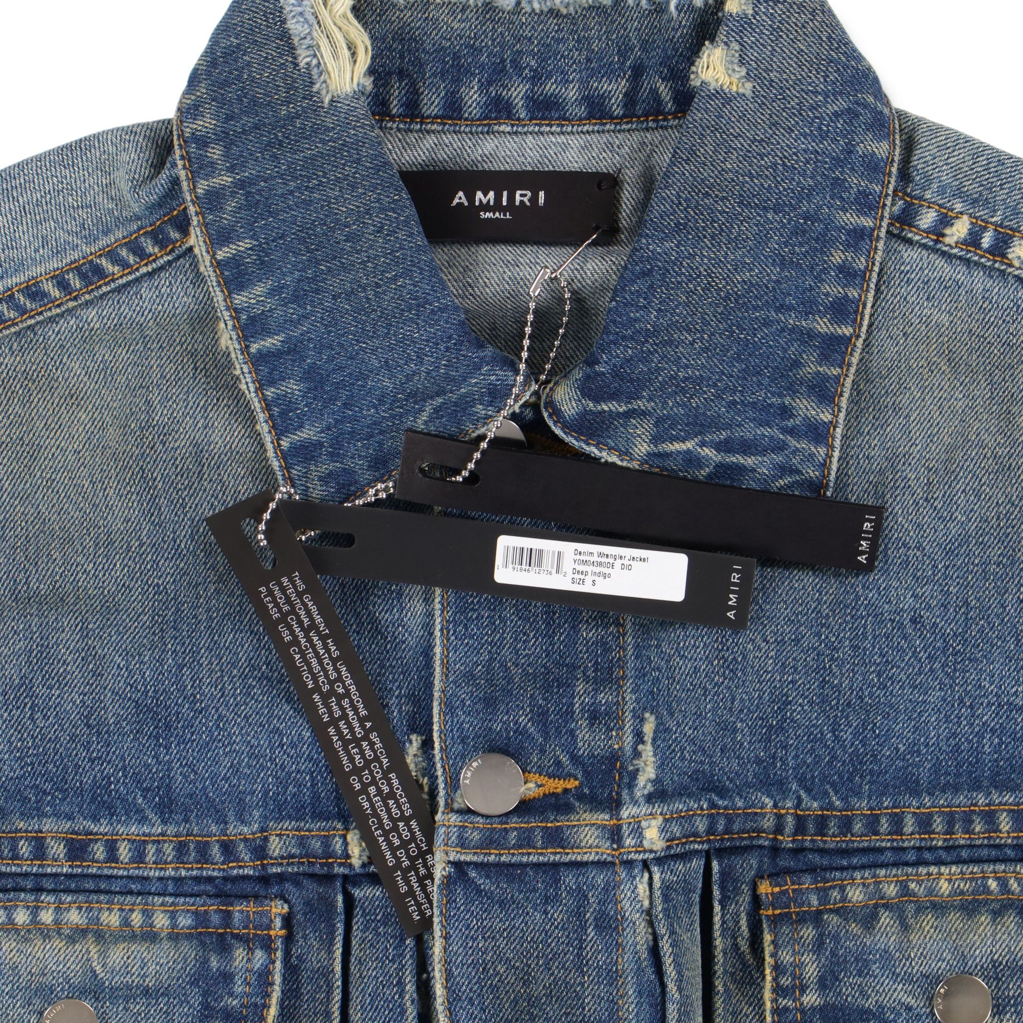 Amiri Blue Distressed Wrangler Denim Jacket Size US S / EU 44-46 / 1 - 6 Thumbnail