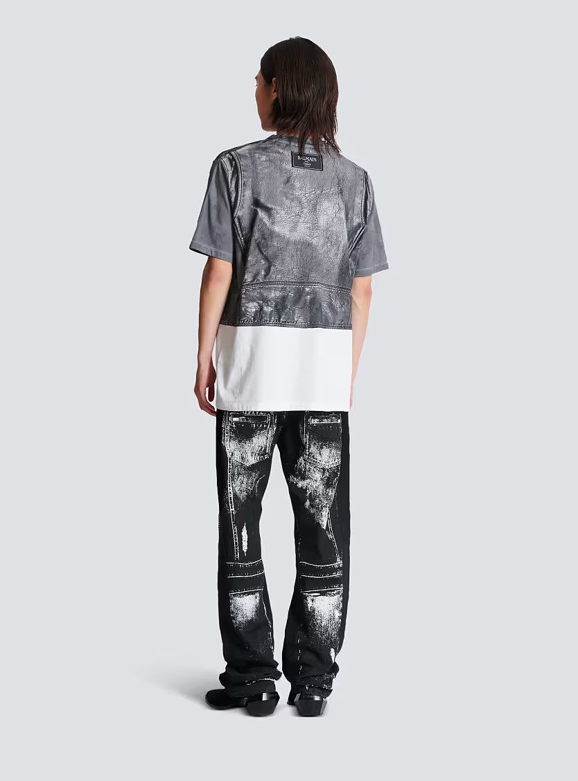 Balmain o1s1wg110126 T-Shirt With Biker Jacket Print in Black Size US S / EU 44-46 / 1 - 7 Thumbnail