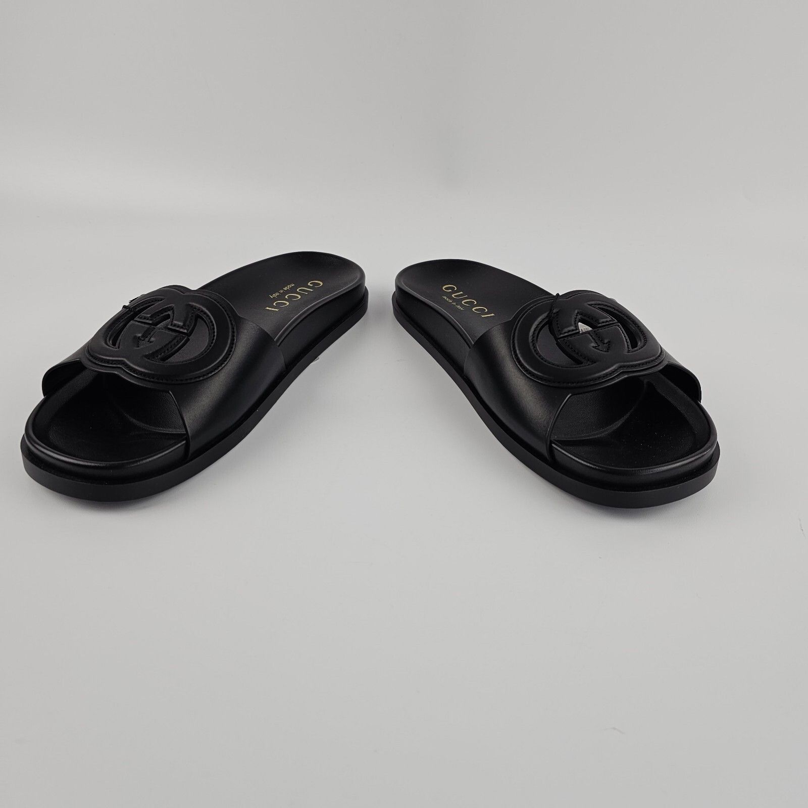 Gucci GUCCI Interlocking G $920 Black Leather Sandals New & Authen Size US 9 / IT 39 - 6 Thumbnail