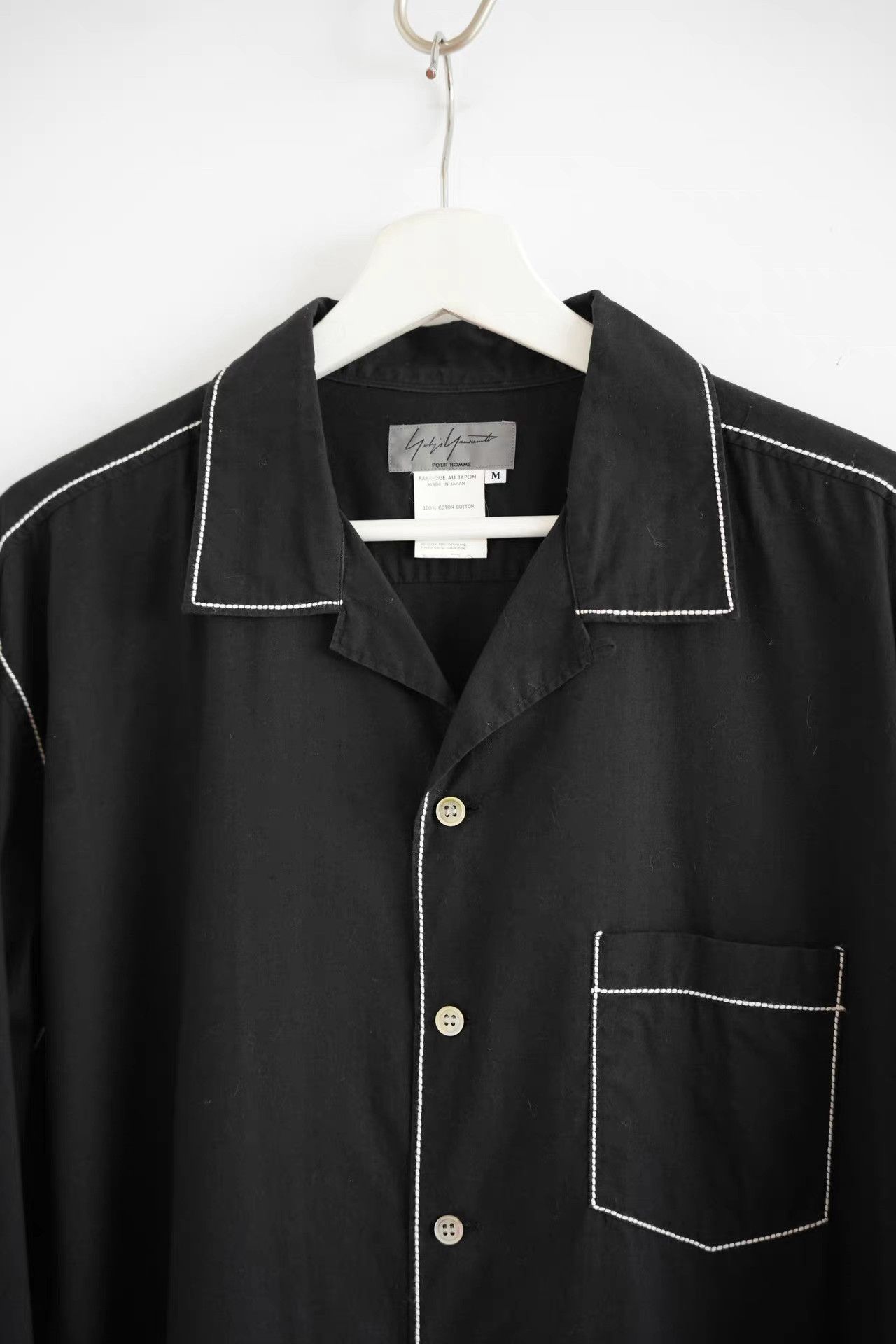 Yohji Yamamoto Yohji Yamamoto 92ss Cuban Collar Topstitch Shirt K4 Size US M / EU 48-50 / 2 - 3 Thumbnail