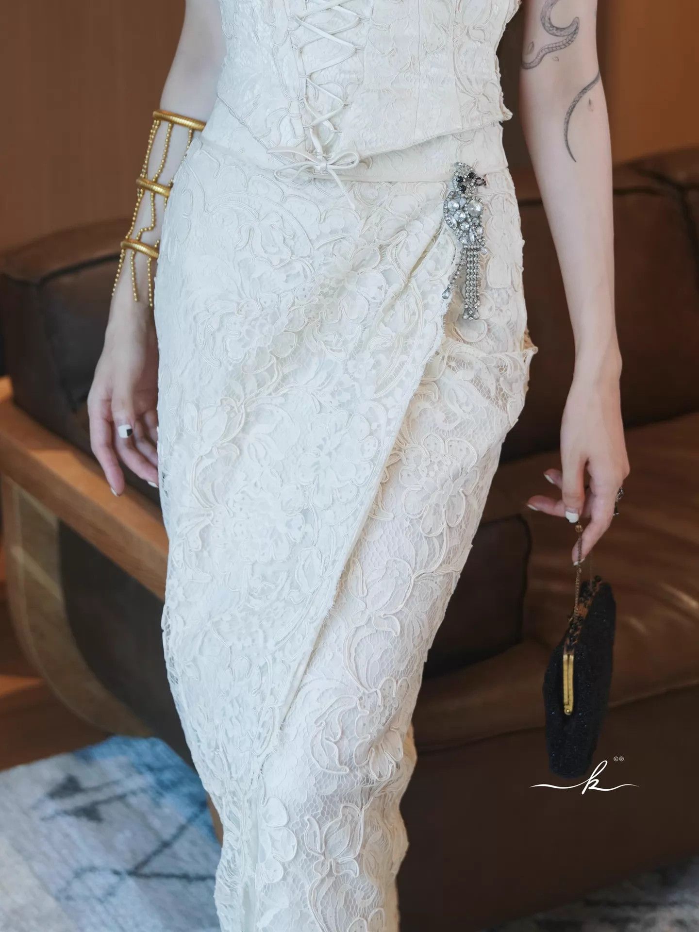Other 1960s Italian Handmade 3-Piece Wedding Light Gown w/ Hat Size S / US 4 / IT 40 - 4 Thumbnail