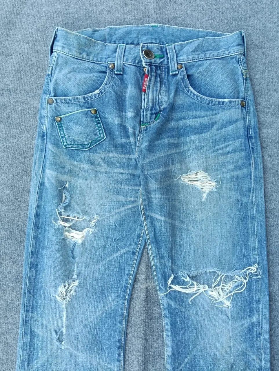 Edwin Edwin Blue Trip Distressed Denim Green half Selvedge Size US 31 - 3 Thumbnail