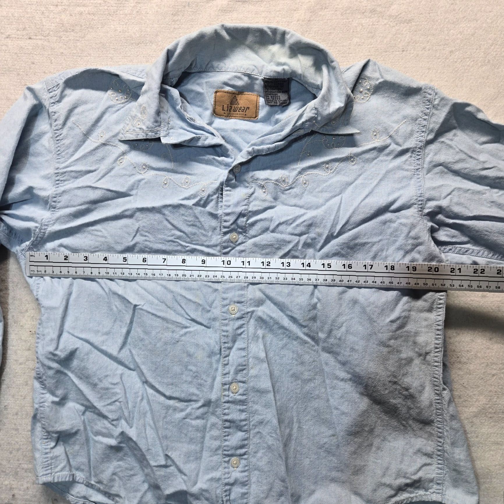 Liz Claiborne Liz Claiborne Lizwear Blue Gems Western Button-Up Shirt Adult Women M Blue Shirt Womens M Western Gem Lizwear Liz Claiborne Size M / US 6-8 / IT 42-44 - 3 Thumbnail
