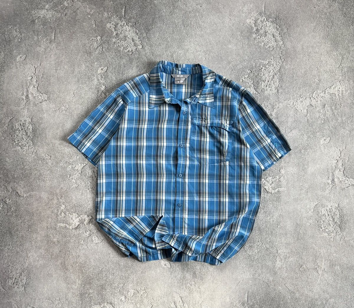 Salomon Salomon L Chekered button up shirt short sleeve outdoor 00s Size US L / EU 52-54 / 3 - 1 Thumbnail