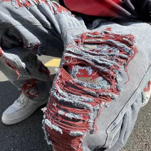 Japanese Brand Haruno x Kamon High Street Vintage Ripped Loose Jeans Size US 32 / EU 48 - 4 Thumbnail