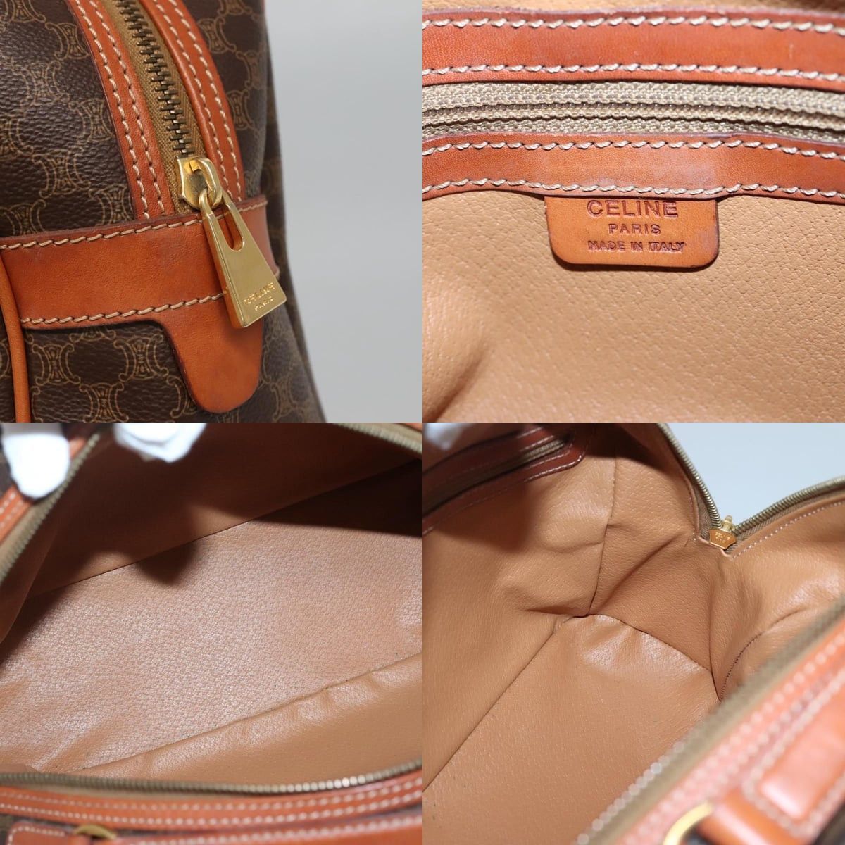 Celine CELINE Macadam Canvas Hand Bag Pvc Leather Brown Gold Size ONE SIZE - 11 Thumbnail