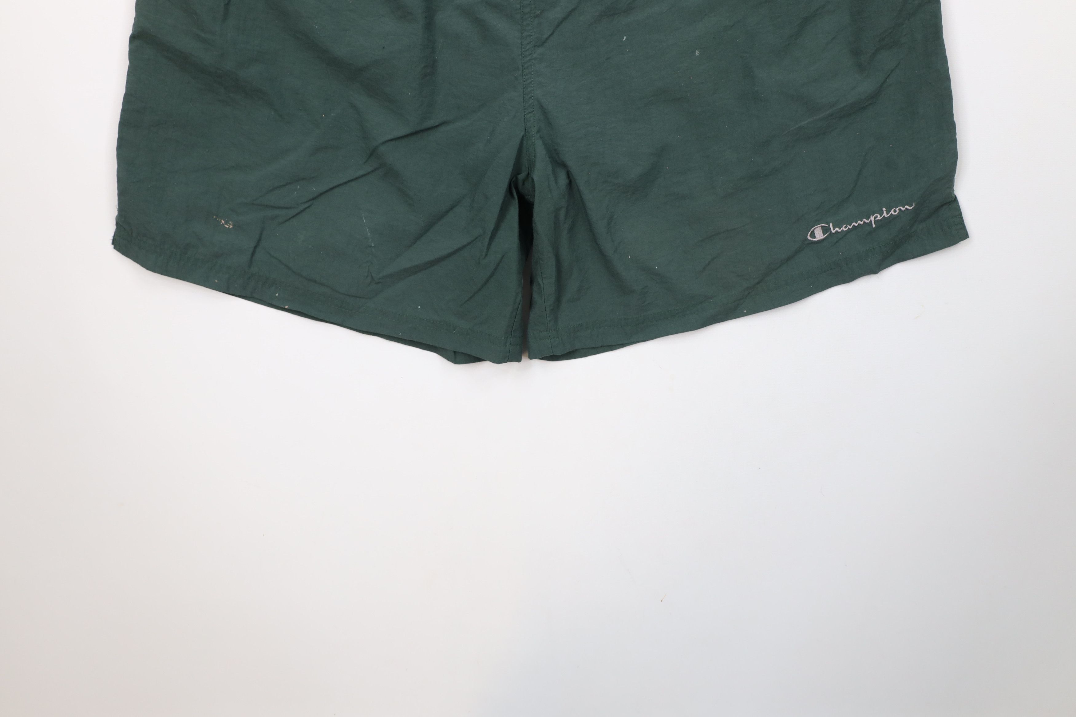 Champion × Vintage Vintage 90s Champion Spell Out Lined Shorts Baggies Green Size US 36 / EU 52 - 4 Thumbnail