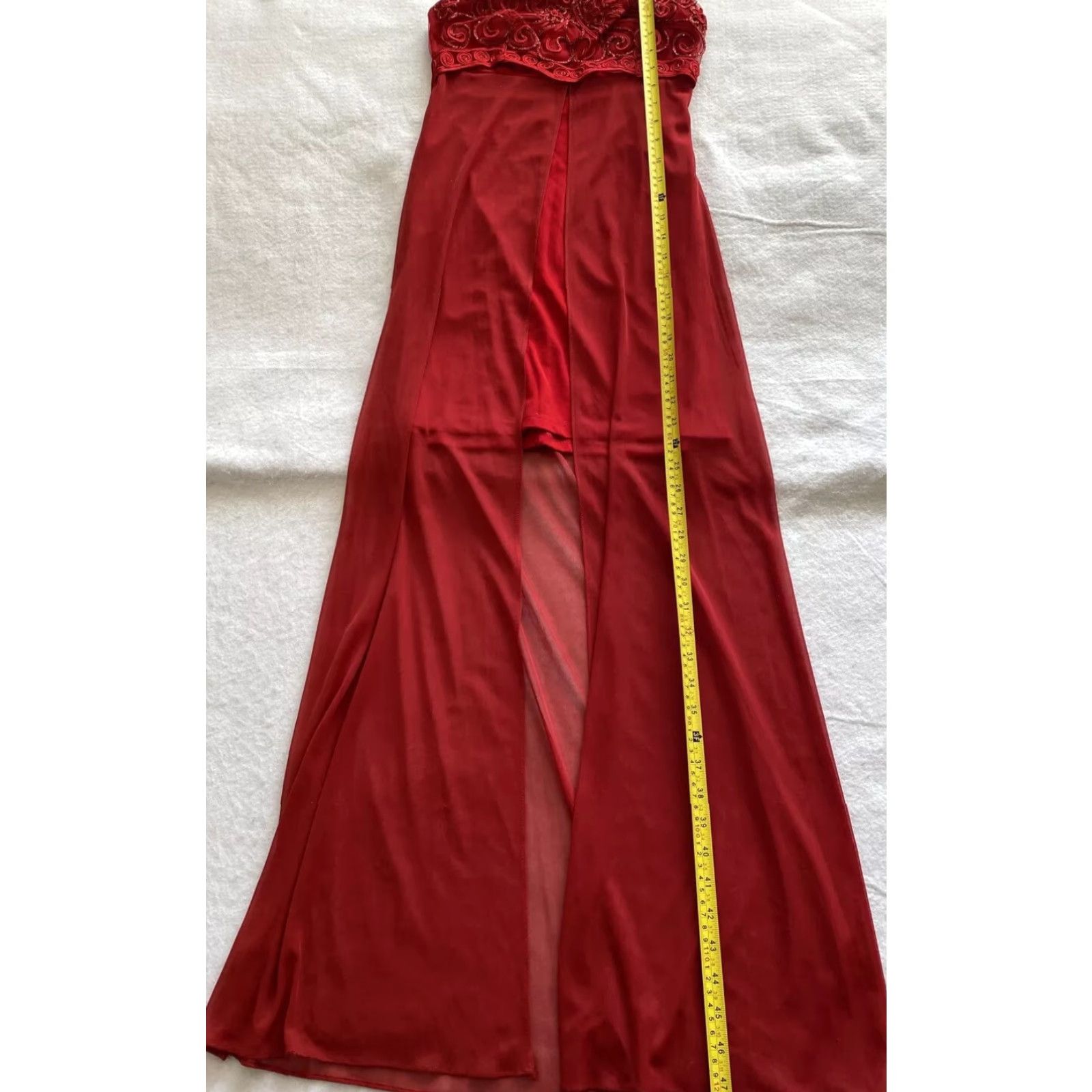Vintage Kitty Dress Red Long Sleeve Formal Holiday Spaghetti Strap Size S Women Size S / US 4 / IT 40 - 7 Thumbnail